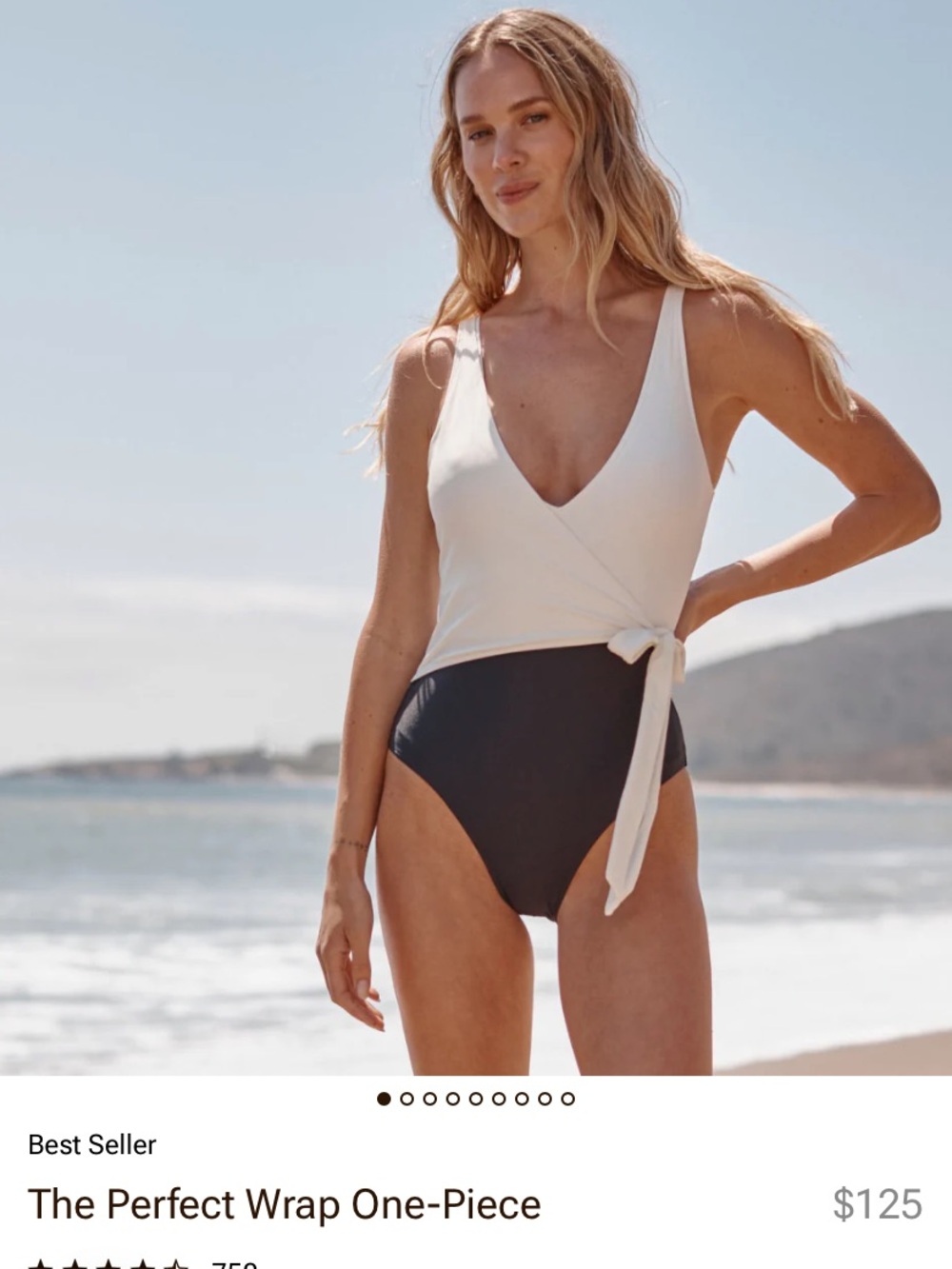 summersalt Two-Tone Wrap One-Piece Swimsuit in White and Black, never worn